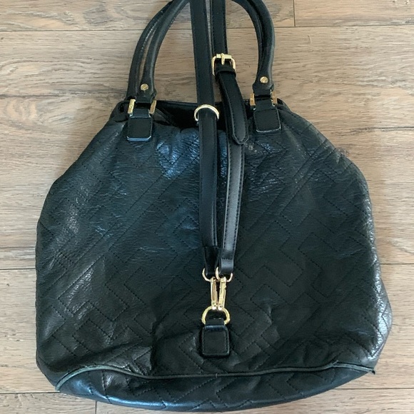 Tory Burch black buttery leather backpack 14" wide by 13" tall - Picture 2 of 7